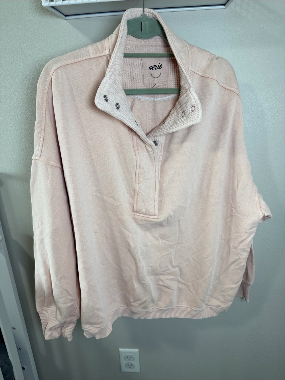 Aerie Soft Blush Pink Waffle Snap Pullover